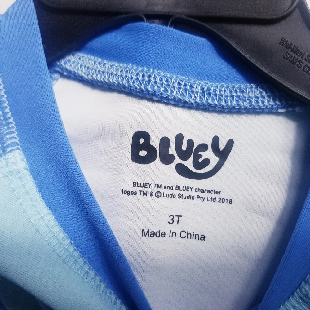 NWT BLUEY KIDS SWIM LONG SLEEVE SHIRT AND SHORT SET 50+ UPF SIZE 3T
